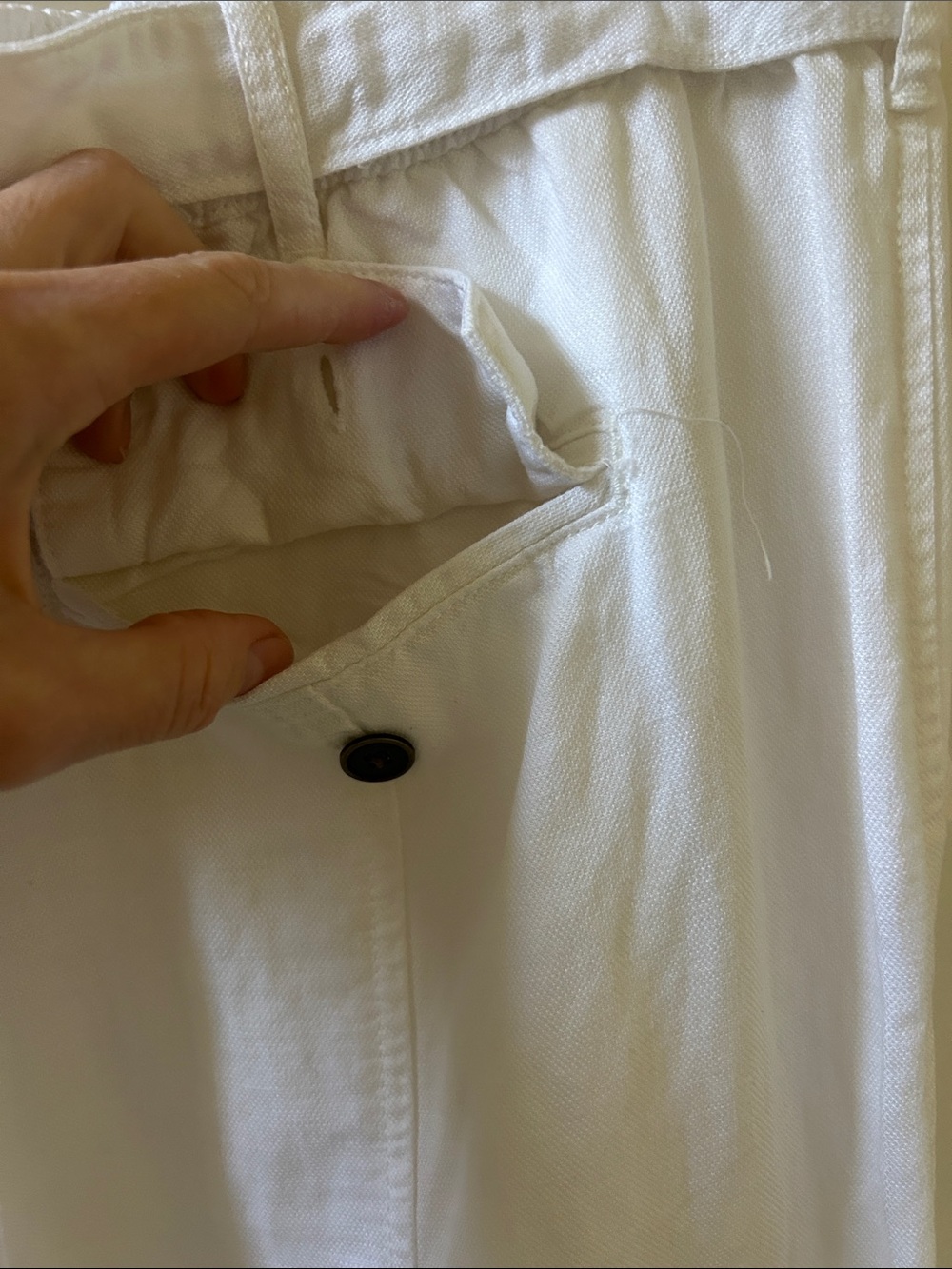 Nicole Miller linen Blend White Cargo Pants with Belt - Picture 8 of 9